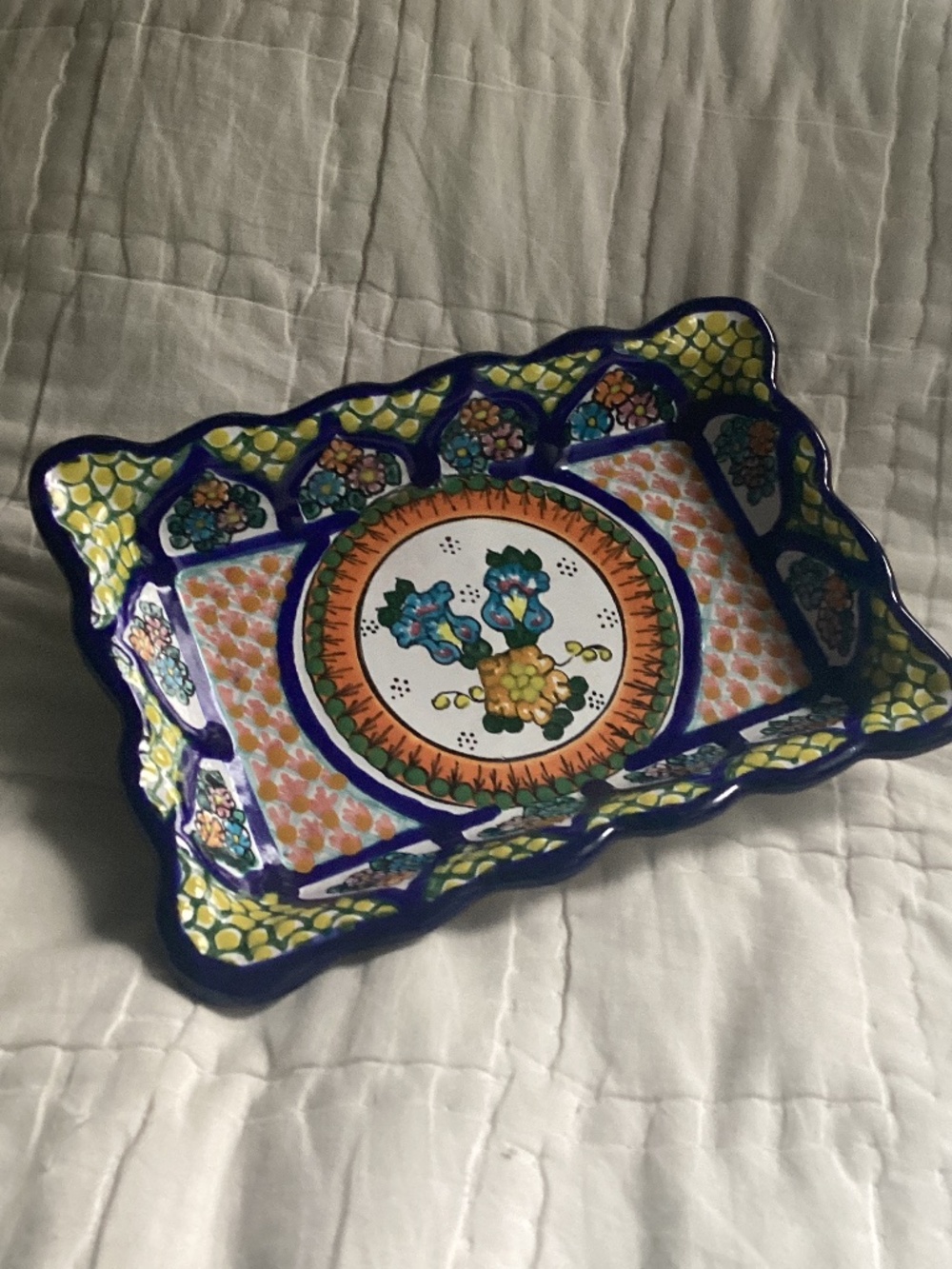 TALAVERA RECTANGULAR CERAMIC POTTERY PLATE